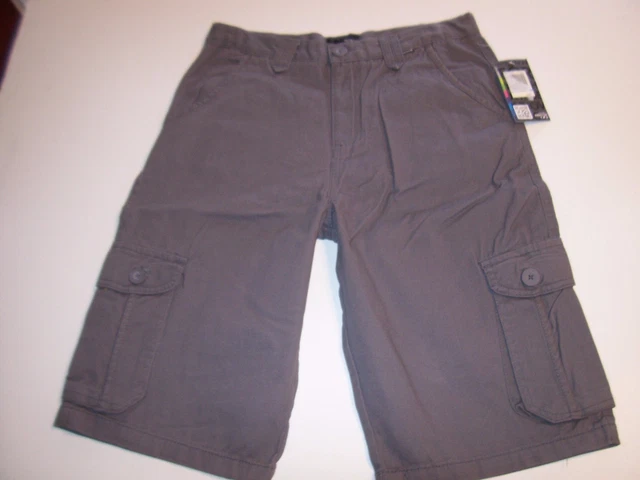 NEW Hurley khaki chino medium gray long walking cargo shorts boys youth 20 / 32
