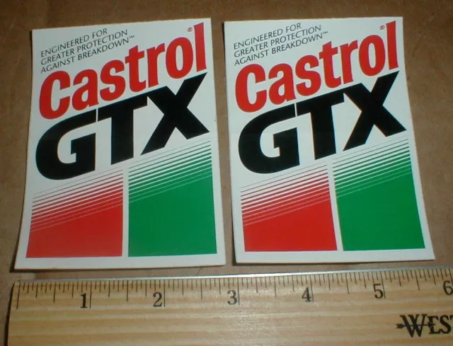 2 VTG Castrol GTX Motor Oil Hot Rod 1990s sports car Drag Racing Decal Stickers