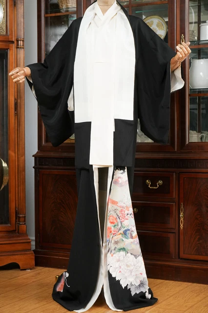 Dear Vanilla Japanese Silk Tomesode Kimono Women's Authentic Japan Vintage Mint 5