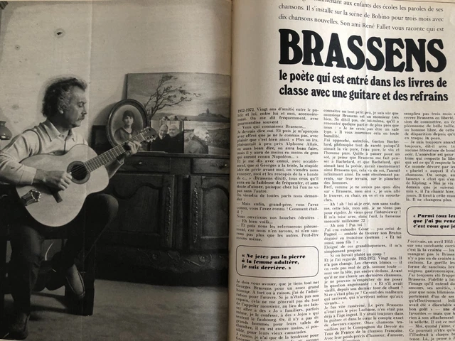 ミVintage Clipping ミGEORGES BRASSENS HOME IN PARISミOctober 1972ミ