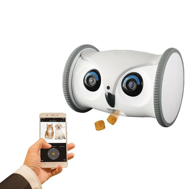 Robot búho compañero inteligente para mascotas cámara Full HD con dispensador de golosinas interacción