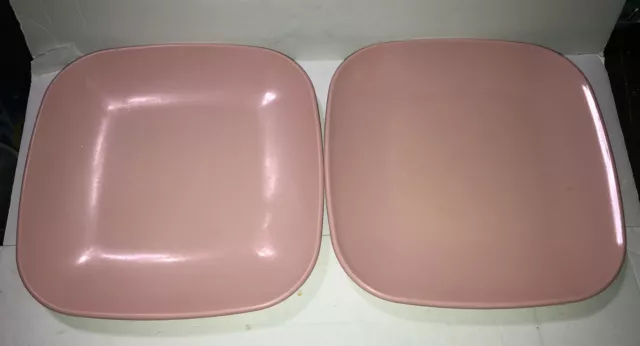 Vintage Ever Ware Arrowhead Set of 2 Pink 10" Square Plates