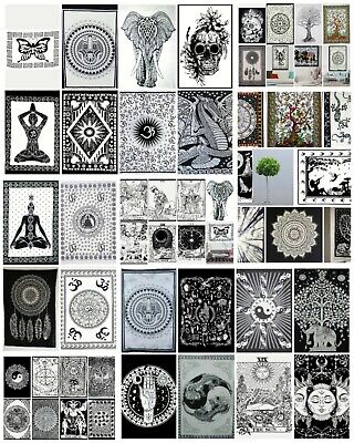 Black white Tapestry Wall Hanging Mandala Boho indian Bohemian Hippie gypsy larg