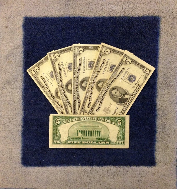 ✯$5 Silver Certificate Note✯ Blue Seal ✯Old Money Rare Bill Lot 1953✯FREE SHIP✯