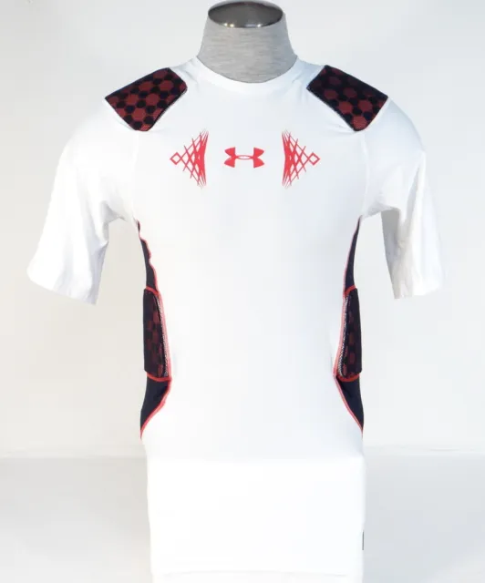 UNDER ARMOUR MPZ Stealth White Padded Compression Football Shirt Men's ...