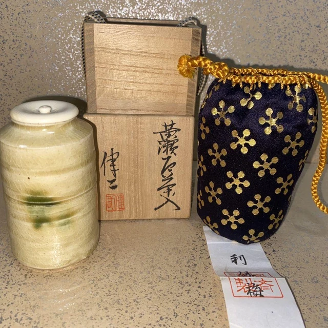 Tea Caddy Seto Chaire Pottery Container Canister Japan U-0478