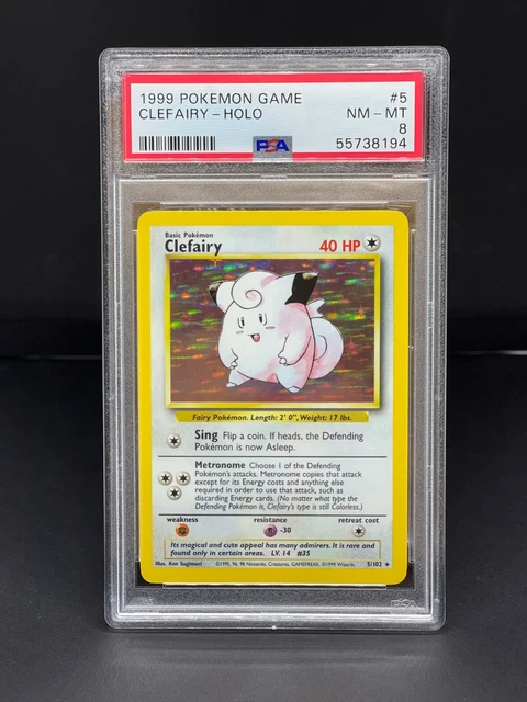 Pokemon Base Set Unlimited Clefairy Holo PSA 8 NM-MT 5/102 - WOTC English Card