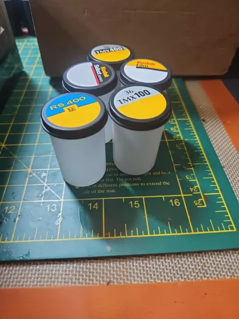 5 X 35mm Plastic film case Empty White Container Black Lid