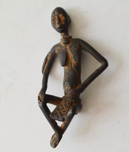 Figura de bronce tribal africana antigua de Kulango