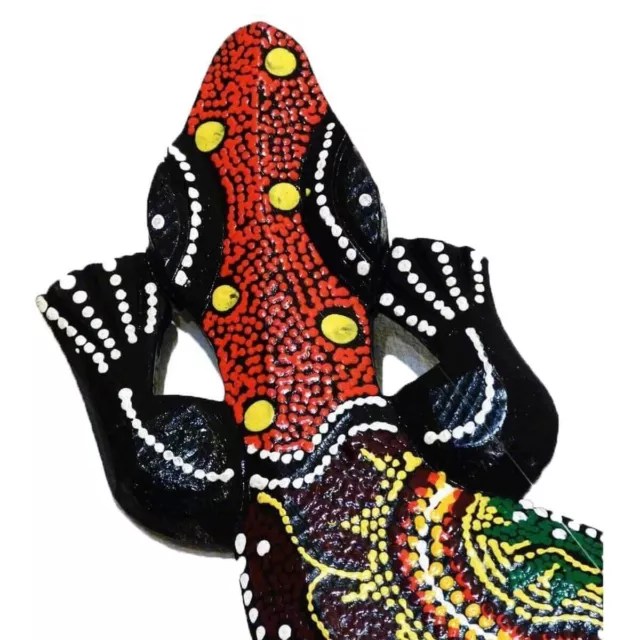 Gecko Echse Deko Figur Wanddeko Holzfigur Wandfigur Afrika Asia Salamander