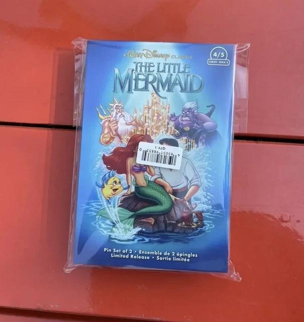 DISNEY THE LITTLE Mermaid Ariel and Flounder VHS Pin Set Limited