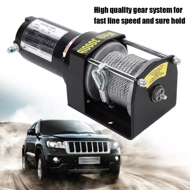 12V Electric Winch Motorwinde Seilwinde Draht Fernbedienung Kit für LKW SUV Boot 3