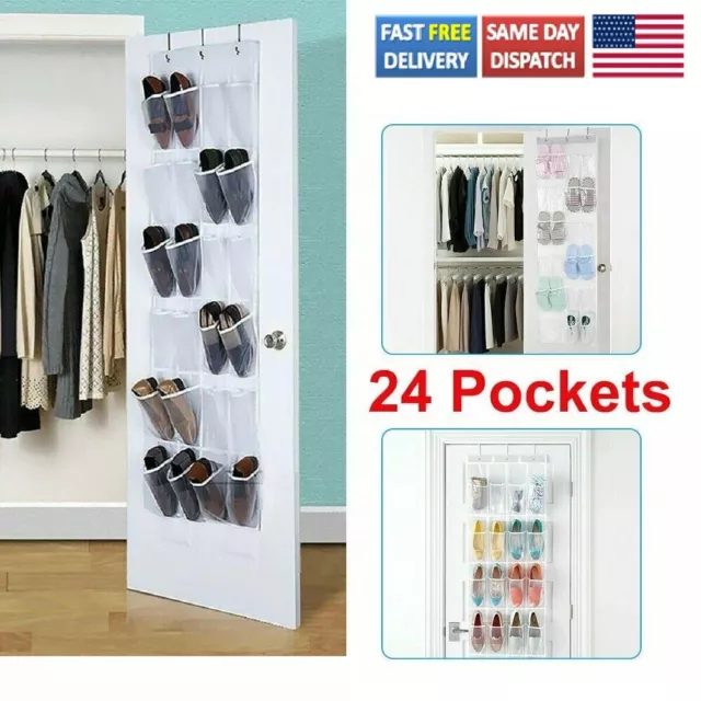 24 Pockets Shoe Organizer Over The Door Organizer Hanging Storage Space Saving