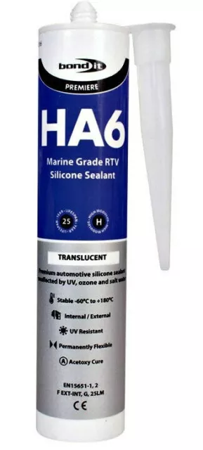 HA6 Clear Trans RTV Marine Silicone Sealant & Adhesive BONDIT Premier Range ZQ