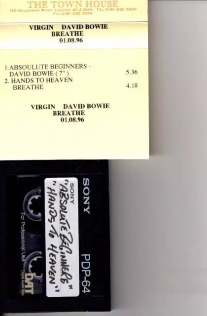 David Bowie VERY RARE PROMO MASTERING DAT TAPE Absolute Beginners [not CD]