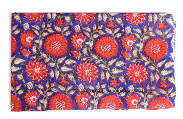 Décoratif Main Bloc Imprimé Artisanat Coton Voile Indien Tissu Couture Par 2.7m