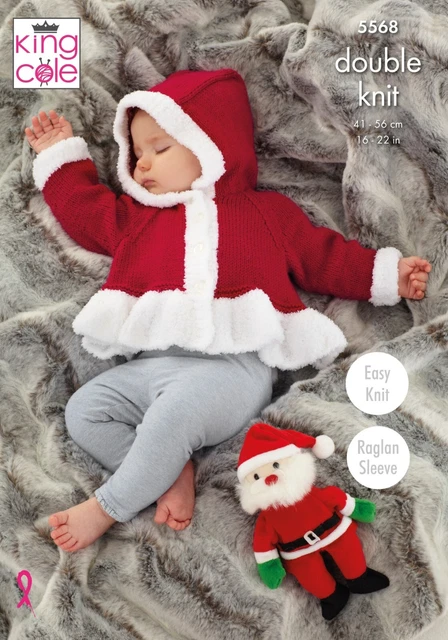 King Cole Strickmuster 5568 Weihnachten Baby Jacke und Hut, Weihnachtsmann