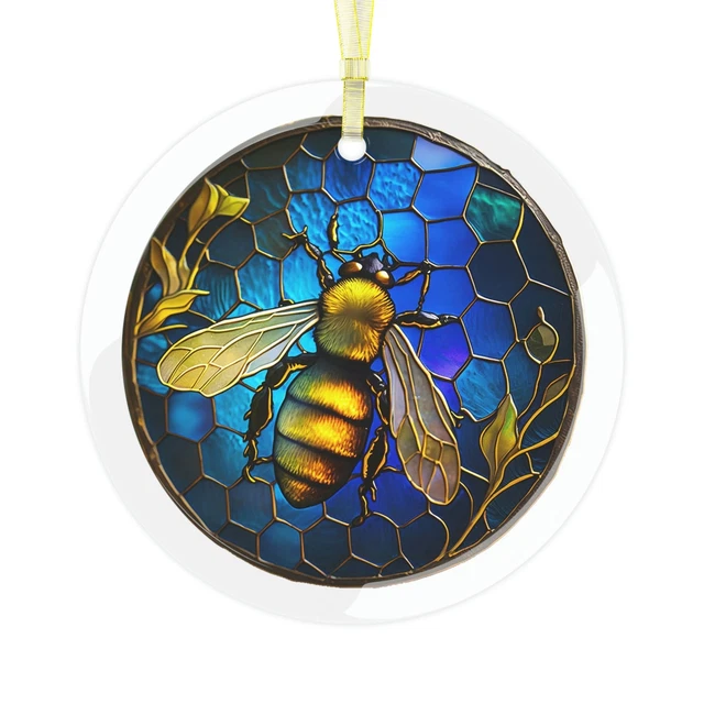 Honey Bee 7 Glass Ornament for Car or Home