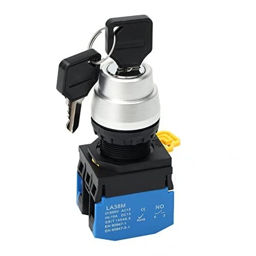 22mm Key Switch 3 Position Maintained 2NO Latching Rotary Key Switch ...