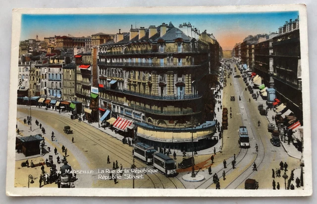 CPA BRIGHT COLOR MARSEILLE RUE REPUBLIC Ed THE STORK