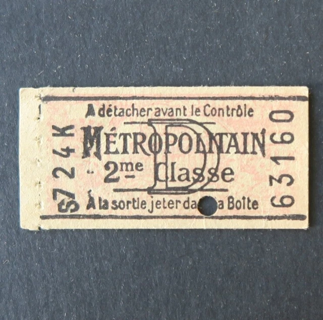 ANCIEN TICKET PARIS Métro 1930 2ème classe Métropolitain Railway Tickets 11 EUR 5,00 PicClick FR