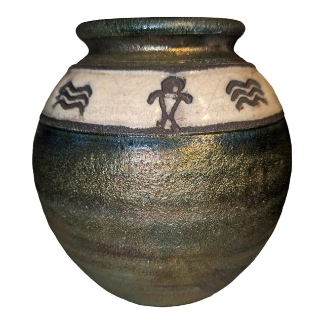 ✨ CHRISTOPHER MATTI Raku Pot Vase Studio Art Pottery Petroglyph Hawaii