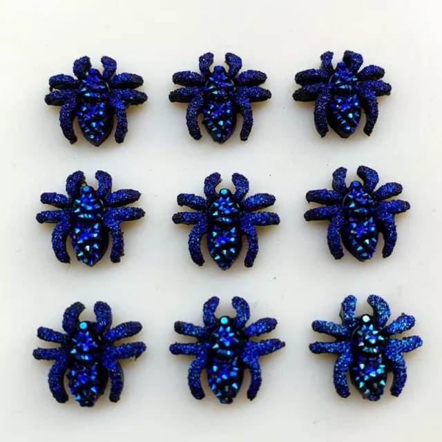 Glitter Chunky Spiders Cabochons Embellishments Charms Flatback Halloween Craft