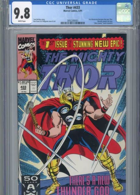 Thor #433 Mt 9.8 Cgc Frenz Cover And Art White Pages Masterson Becomes New Thor