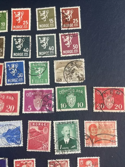 NORWAY STAMPS From ALBUM PAGES 1922-1969, Used 36 Stamps & New 1 Block Of 6 3