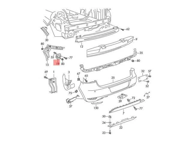 Genuine Guide profile left rear OE VW Golf R32 GTI Rabbit 5K1 5K6807393A