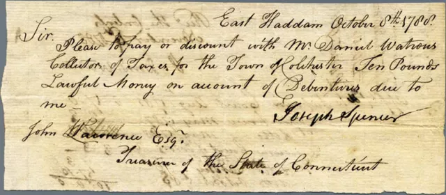 Joseph Spencer - Manuscript Document Signed 10/08/1788