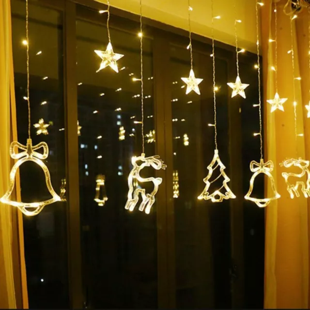 LED Lichterkette Sterne Fenster Vorhang Lichtervorhang Weihnachten außen Deko
