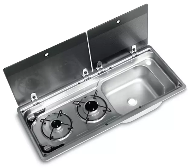 Smev Dometic 9722 Campervan Sink & Cooker / Hob Combi Unit & Template RH