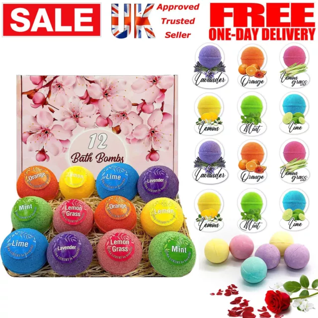 Bath Bombs Gift Set 12-Pieces Handmade Fizzy Bubble Bath Vegan Bombs New