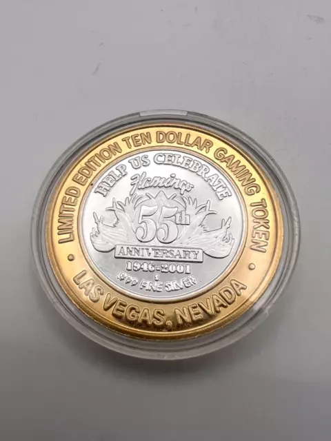 Ten Dollar Gaming Token Flamingo 55th Anniversary .999