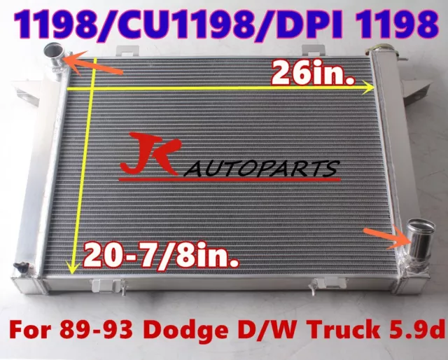 3 ROW Radiator for 1989-1993 Dodge D250 D350 W250 W350 Truck Pickup 5.9LDiesel