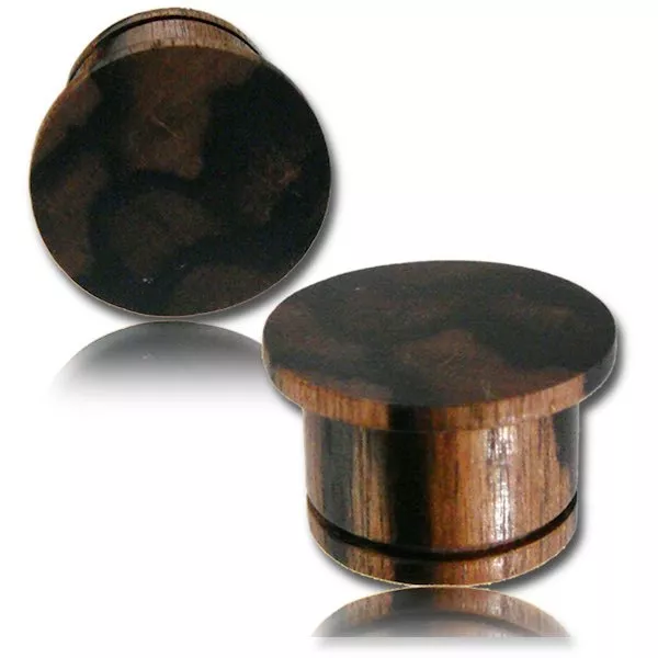 Pair Rare Iron Wood Single Flare Top Hat Plugs Tunnels Gauges Gauge Plug Tunnel