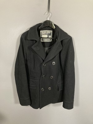BLACK Liberty Bell Pea Coat Jacket Size 