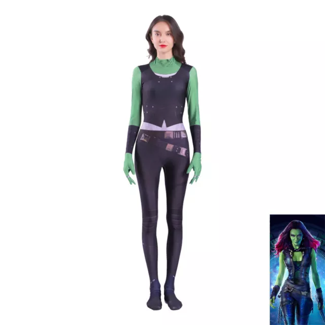 Cosplay Guardians of the Galaxy Gamora Jumpsuit Superhero Adult Kids Bodysuit