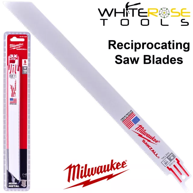 Milwaukee Reciprocating Saw Blade Sawzall 230mm 18 TPI 5 Pack Metal THIN KERF