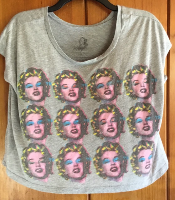 Marilyn Monroe 3D Graphic Crop Top Shirt Gray Size XS