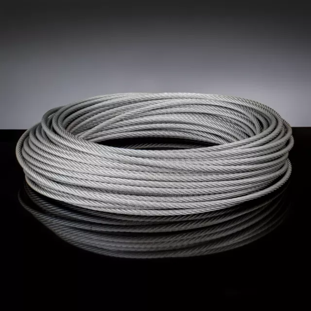 1m - 100m 6x19 CÂBLES D'ACIER GALVANISÉ 4mm - 8mm métallique corde zingué filin