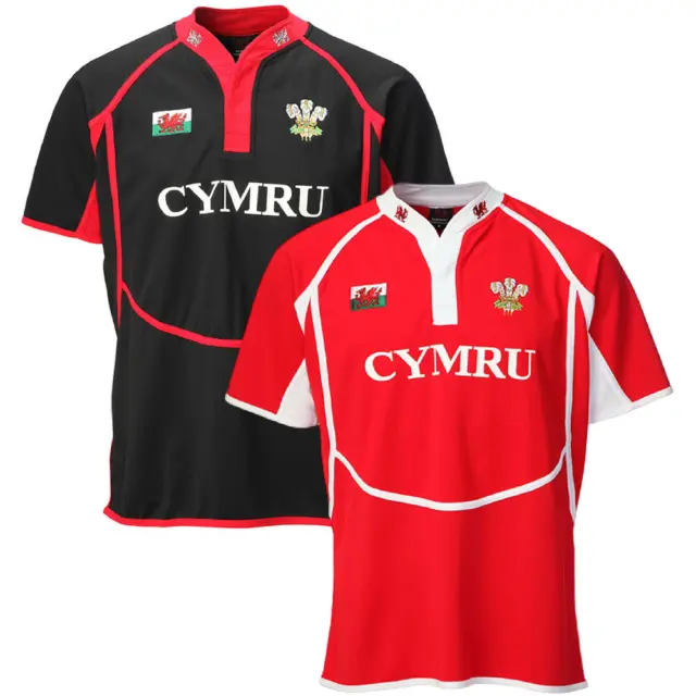 New Men's 'New Cooldry' Cymru Welsh Feathers/Dragon Collared Rugby T Shirt