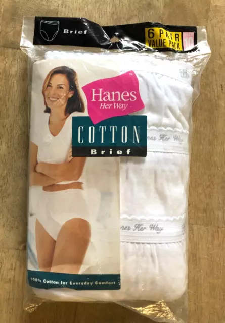 VTG 1988 HANES Her Way White Cotton Briefs 3 Pair Granny Panties Women's  Size 8 $39.99 - PicClick