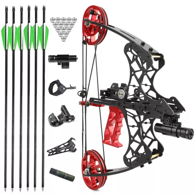 18" Mini Compound Bow 35-38lbs Dual-use Steel Ball Arrows Set Archery Hunting