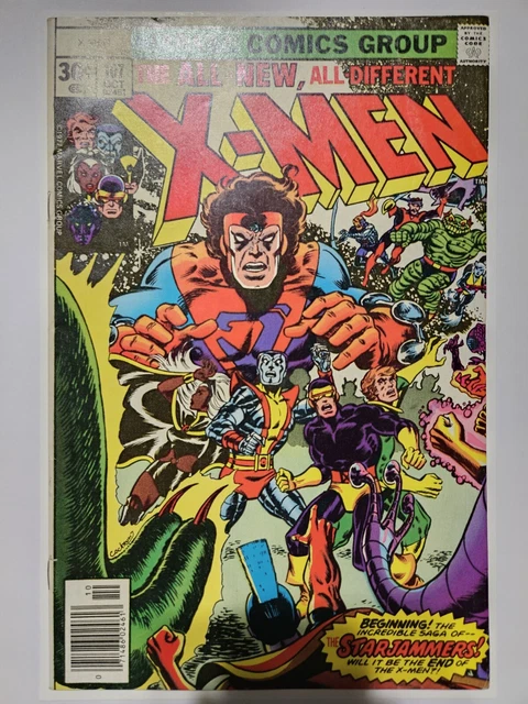 The Uncanny X-Men #107, Marvel Comics 1977 FN/VF 7.0 1st Full Starjammers + more