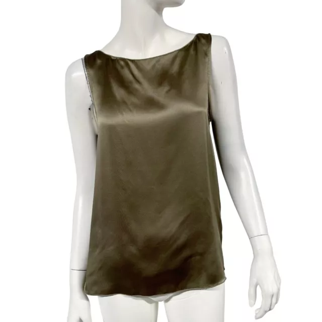 ATM Anthony Thomas Melillo Olive Brown Silk Charmeuse Tank NWT Womens S