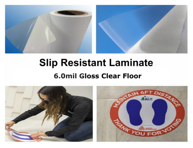 6.0mil Gloss Clear Embossed & Slip Resistant PVC Vinyl Self-Adhesive Laminate UV