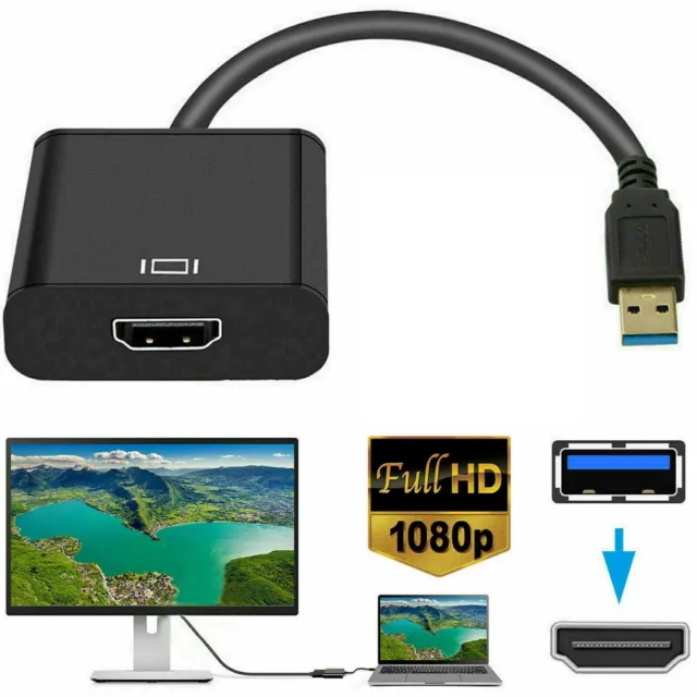 HD 1080P USB 3.0 to HDMI Video Cable Adapter For PC Laptop HDTV LCD TV Converter