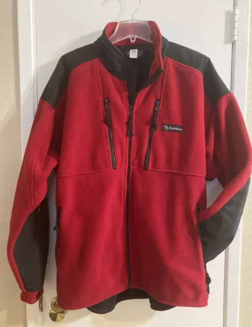Vtg EARLY WINTERS Thick Fleece Red Black Polartec Jacket Full Zip Lined USA XL